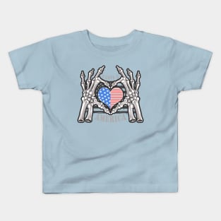 I love you America skeleton Kids T-Shirt